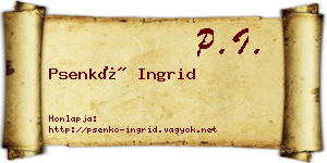 Psenkó Ingrid névjegykártya