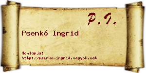 Psenkó Ingrid névjegykártya